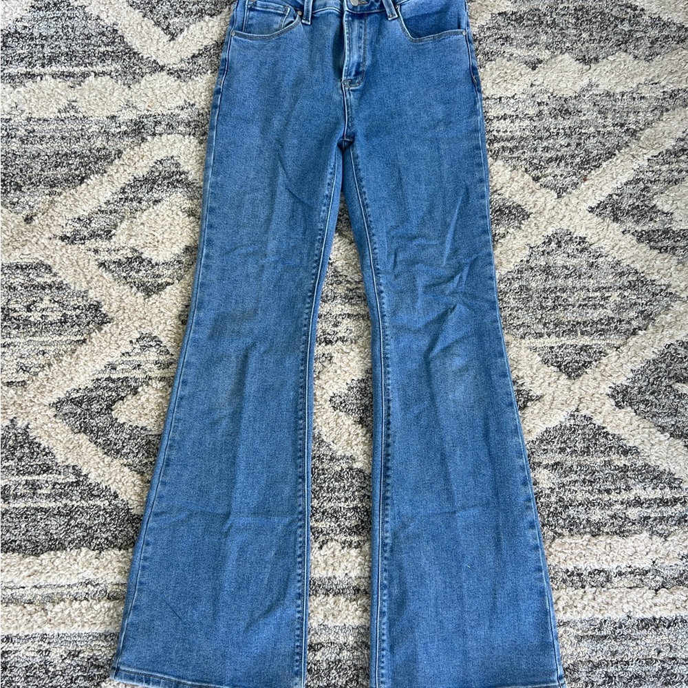 Blue Flare Wide Leg Jeans